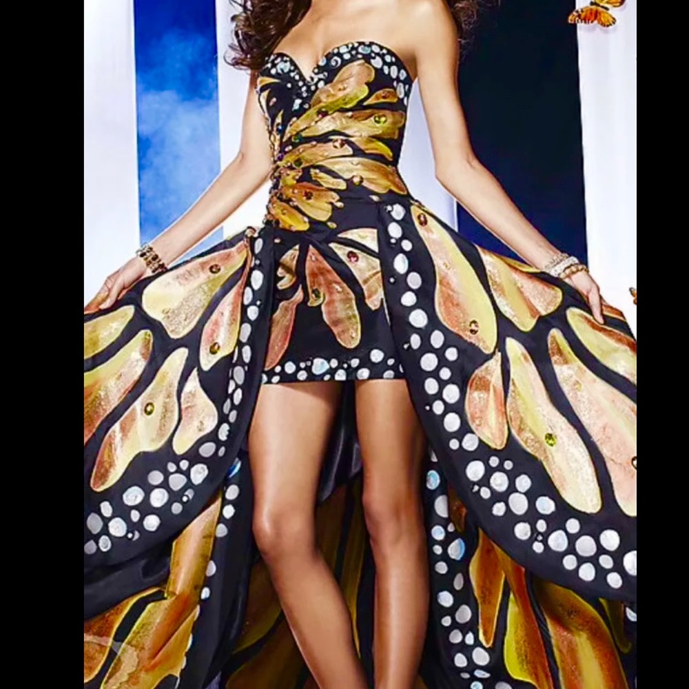 Panoply butterfly prom gown or costume hand painted & jewel embellishments sz 6